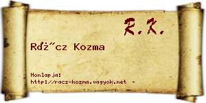 Rácz Kozma névjegykártya